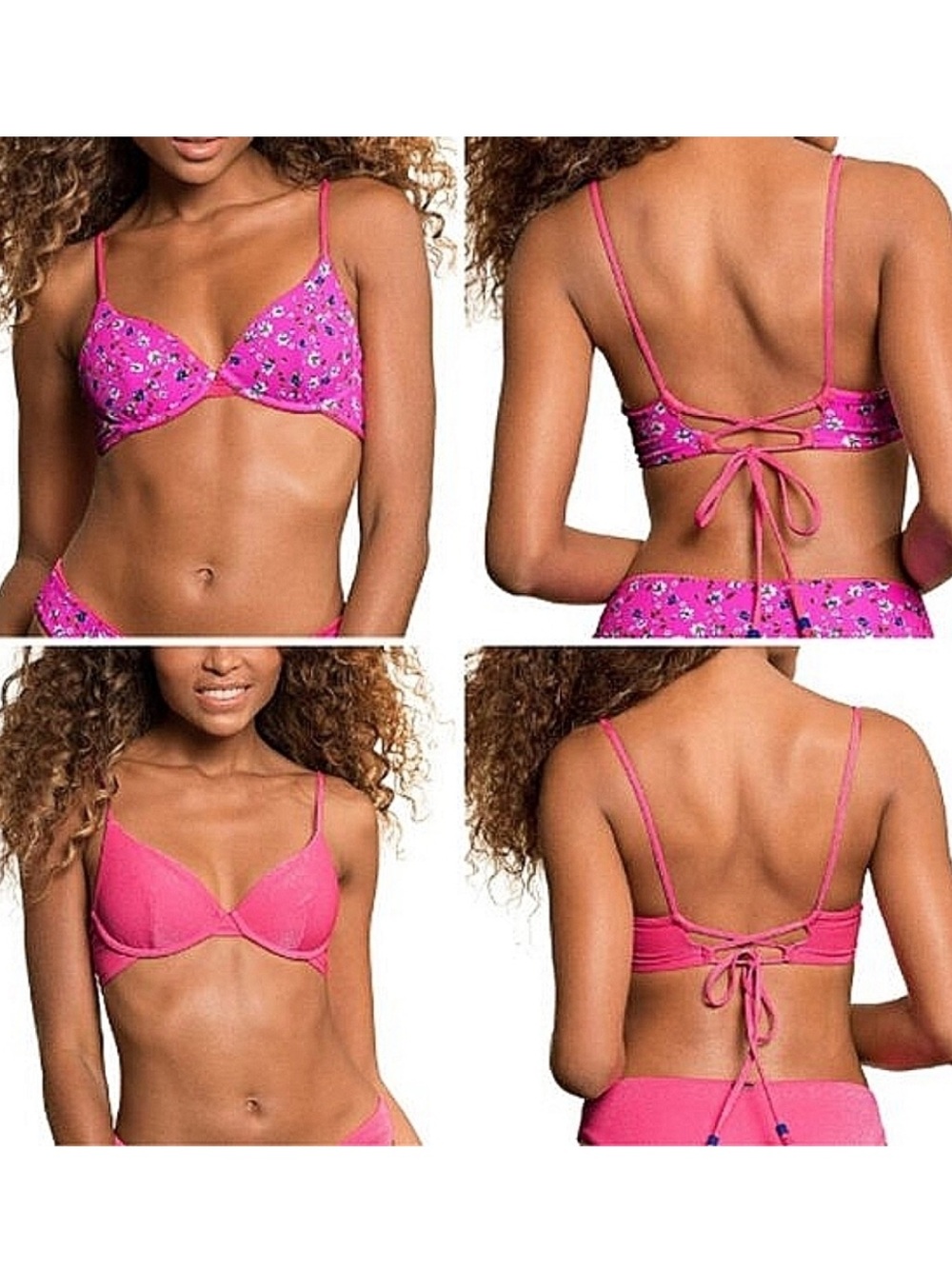 Maaji Bright Shimmer Pink Tie-Front Bikini Set